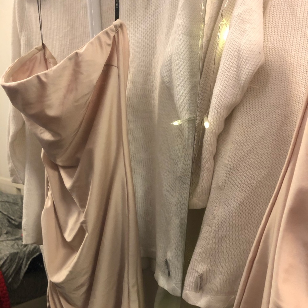 Satin strapless nude/pinkish mini dress - Picture 1 of 4